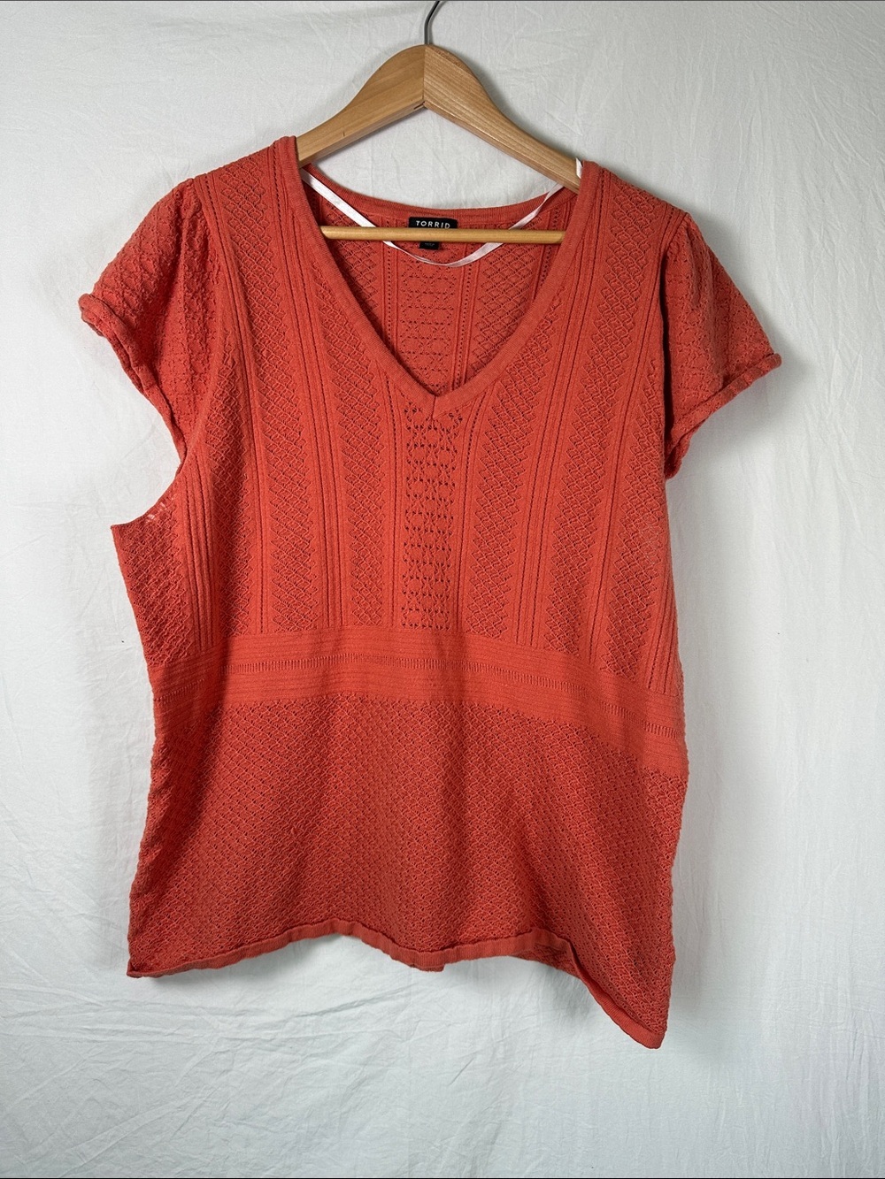 torrid Coral Textured V-Neck Knit Tunic